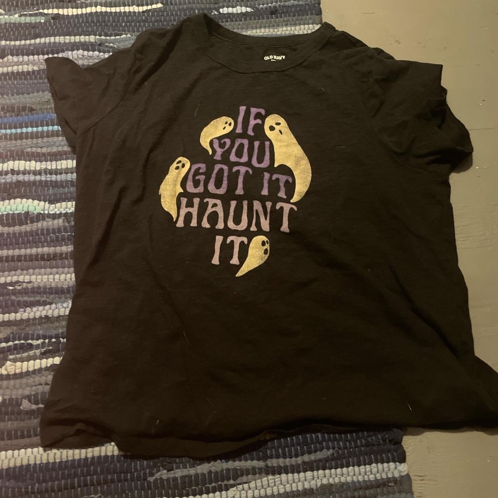 Old Navy Graphic Tee Halloween Black Ghosts Size XL